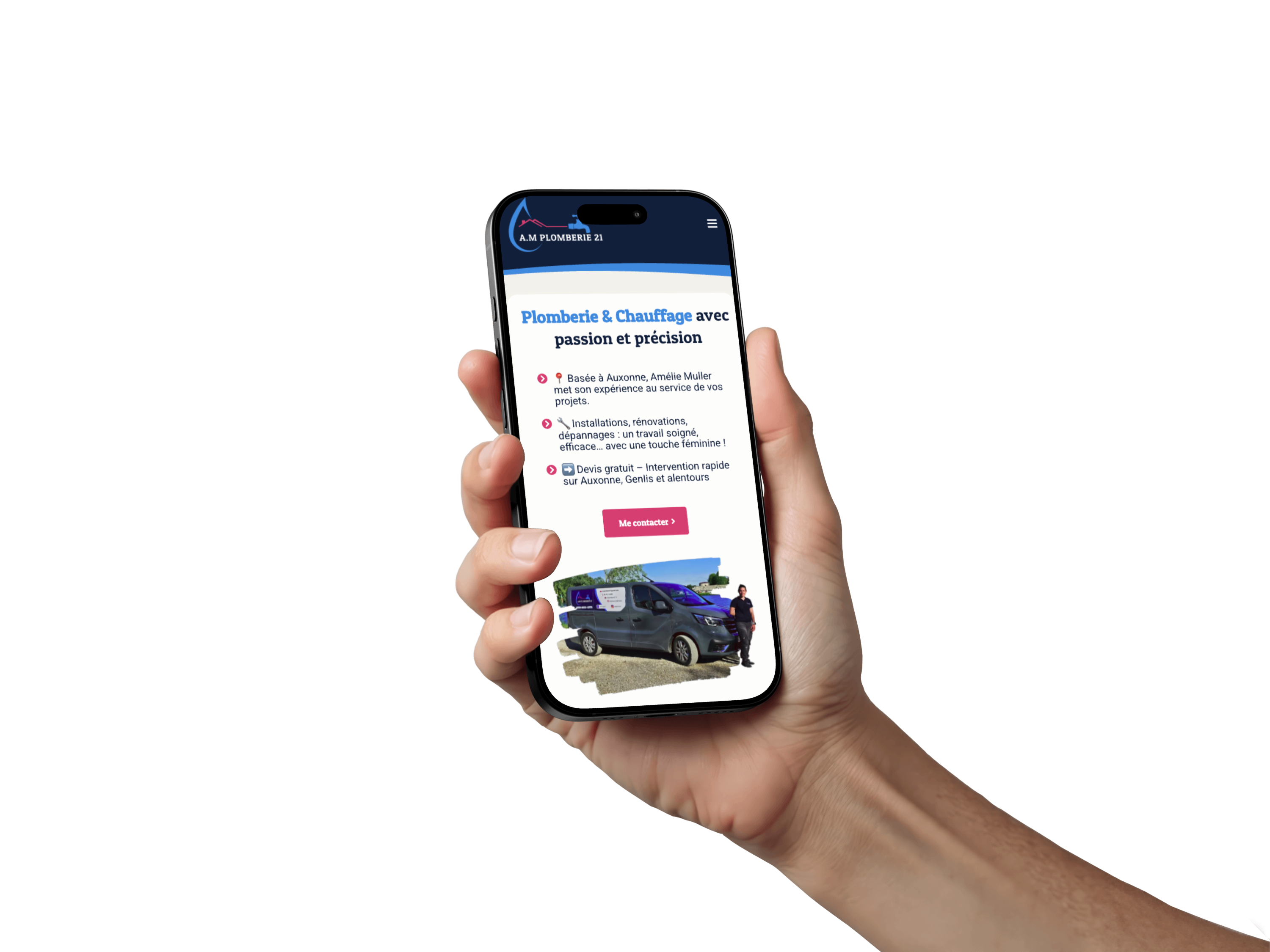 Site AM Plomberie 21 sur iPhone — version mobile