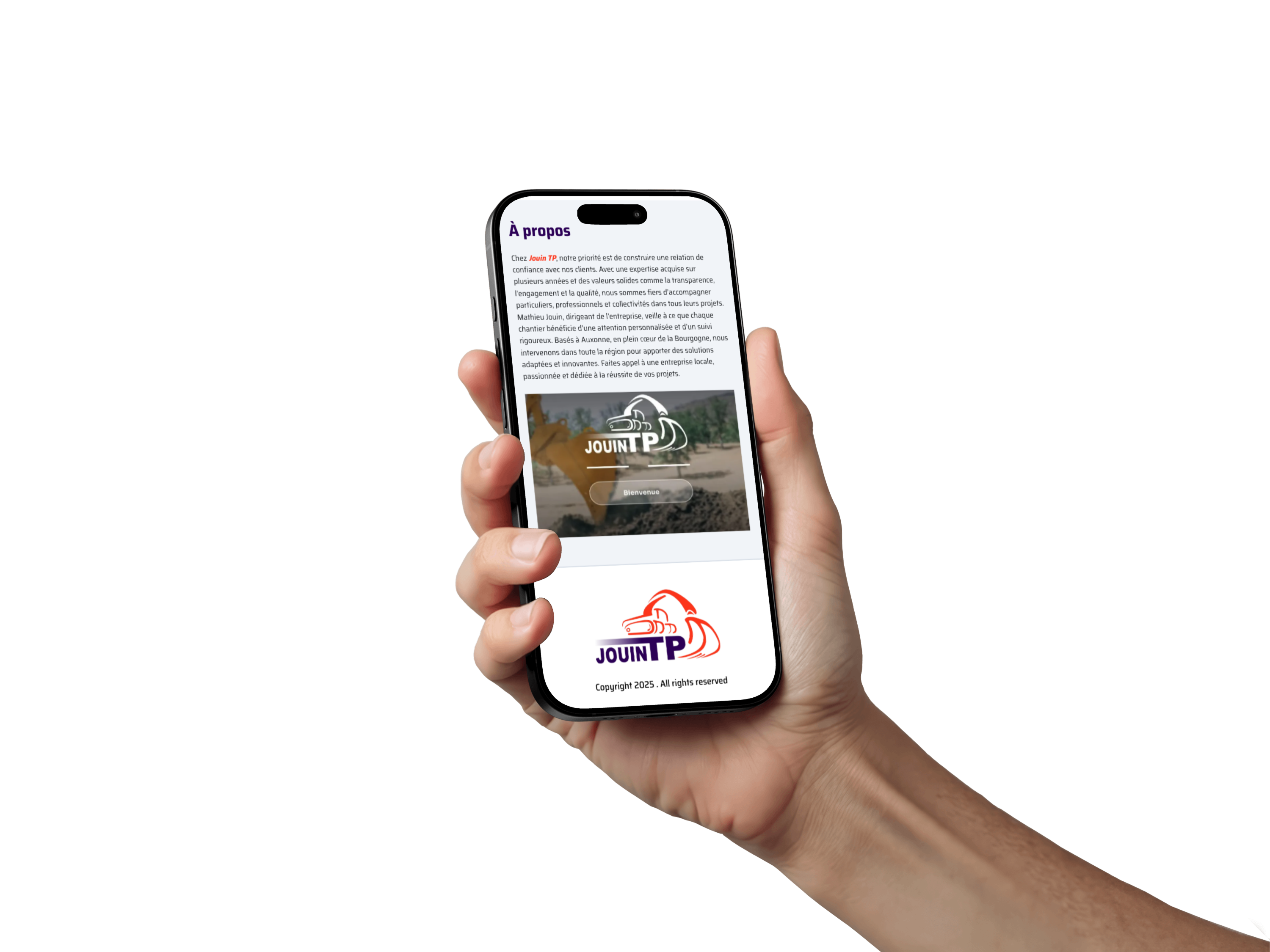 Site Jouin TP sur iPhone — page À propos