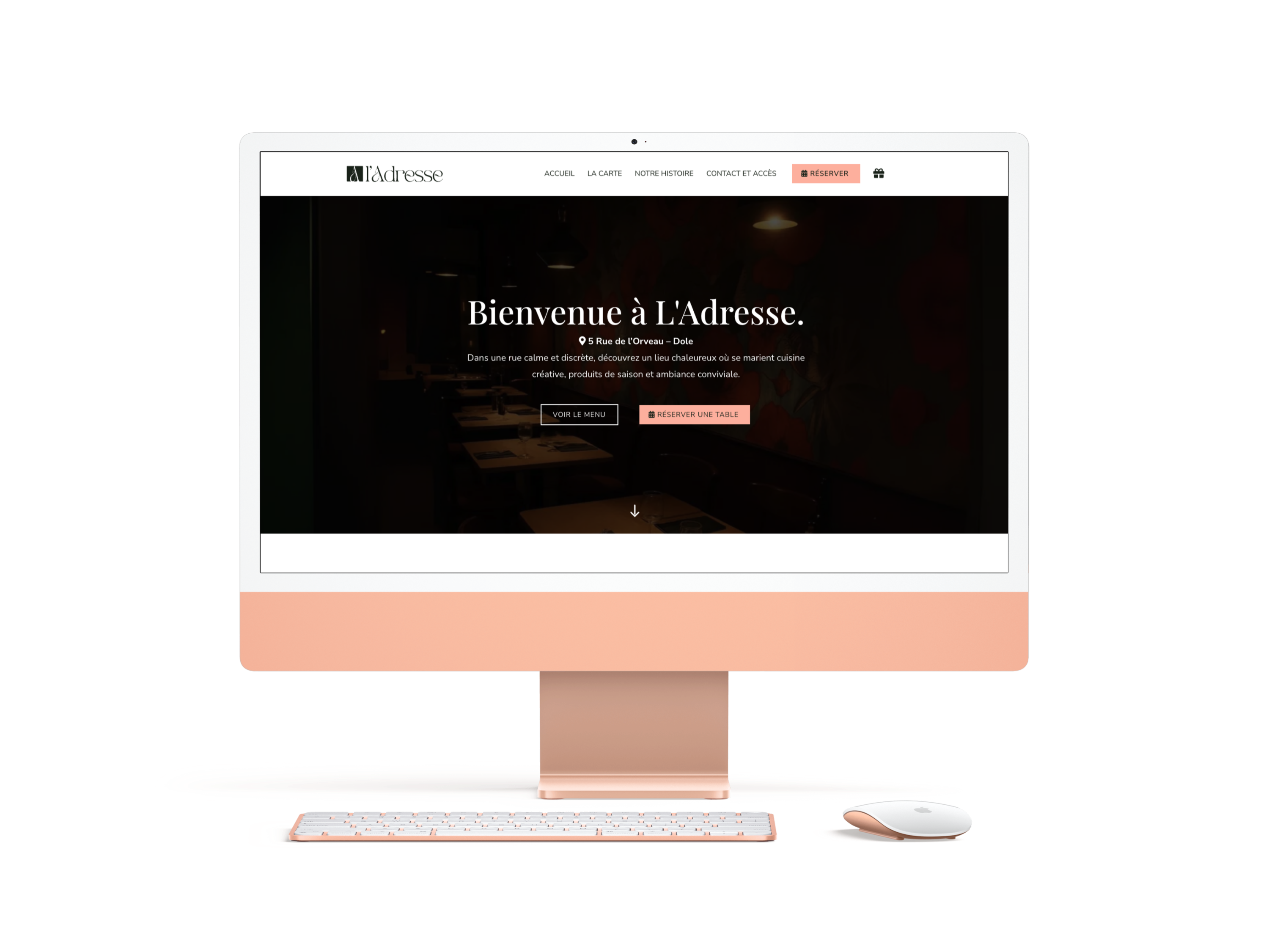 Page d'accueil du site L'Adresse sur iMac